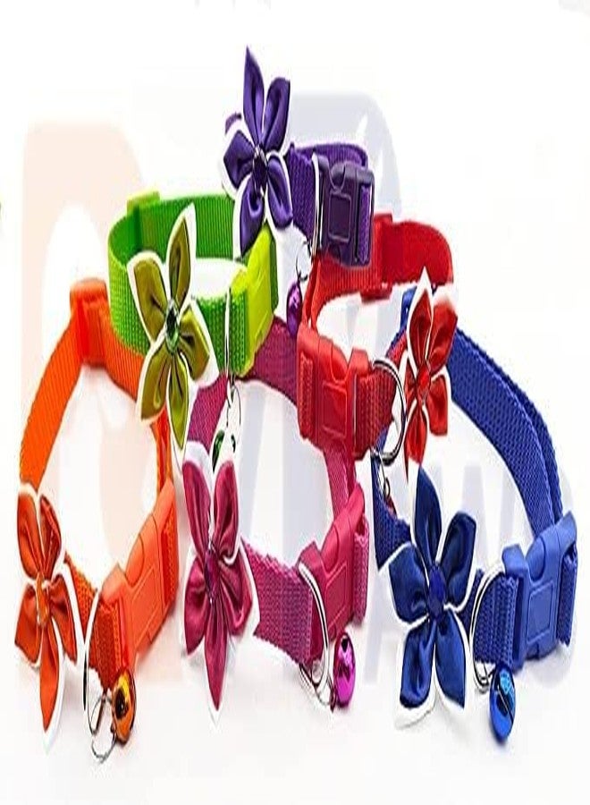 Pups&Pets طوق بتصميم زهرة من Pups&Pets مقاس 10 مم مع جرس وربطة عنق، طوق أمان لطيف من النايلون، طوق قابل للتعديل للقطط، مثالي للجراء والكلاب الصغيرة (صغير جدًا، أحمر) - Image 4